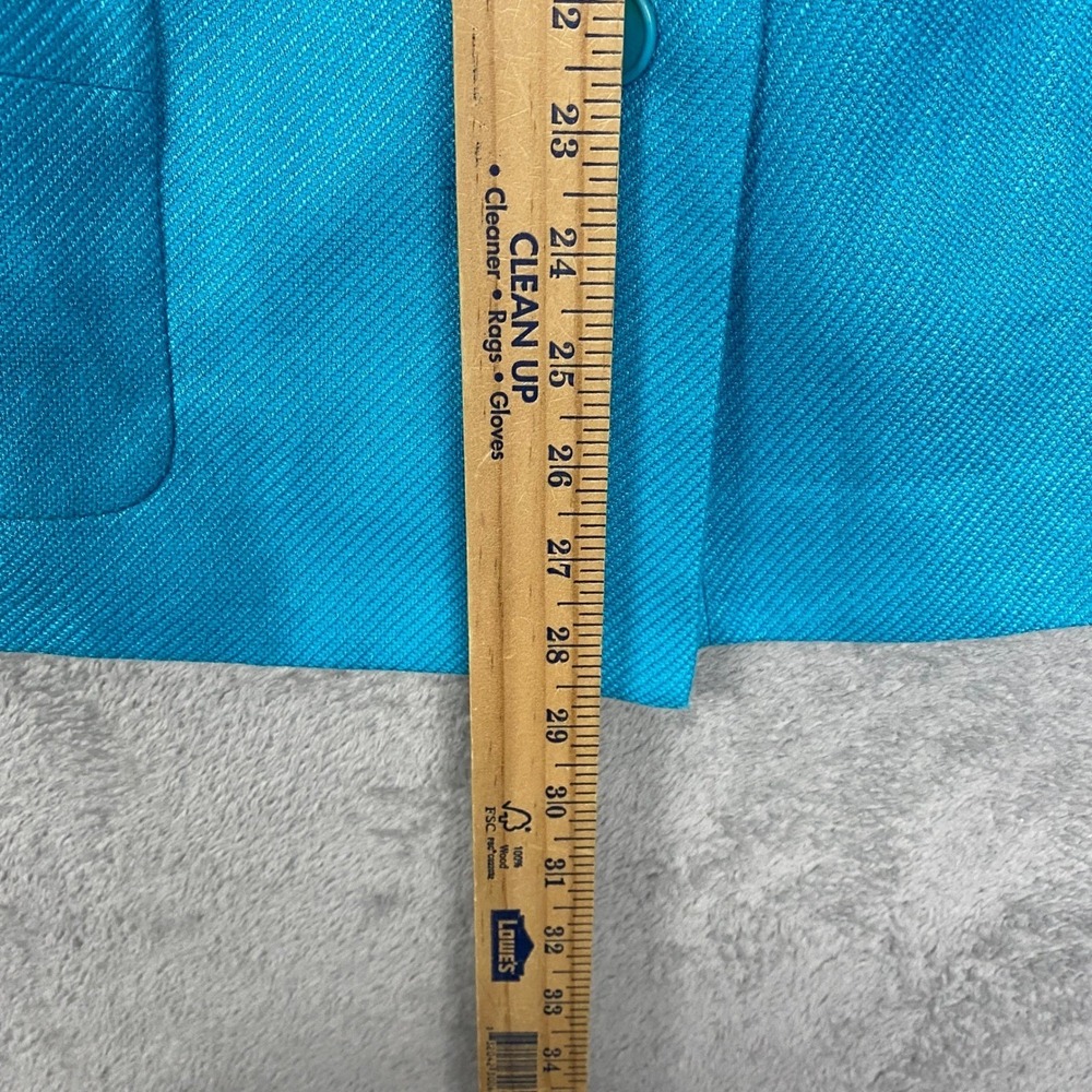Talbots Blazer Womens Size 16 Teal Blue Linen Blend Collarless Jacket Button - Picture 4 of 8